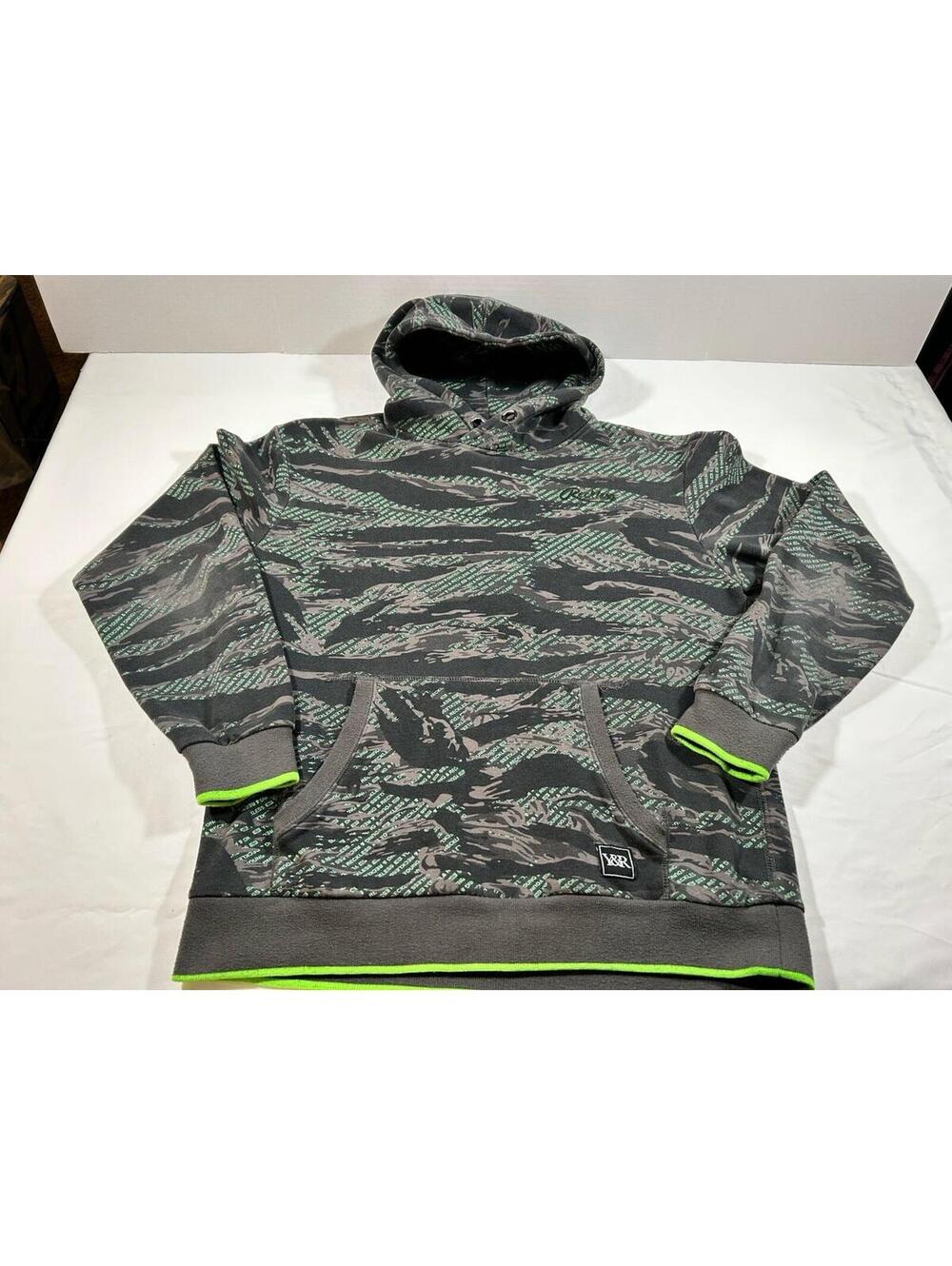 Young & Reckless Hoodie Men's Large Black Green Logo Pullover